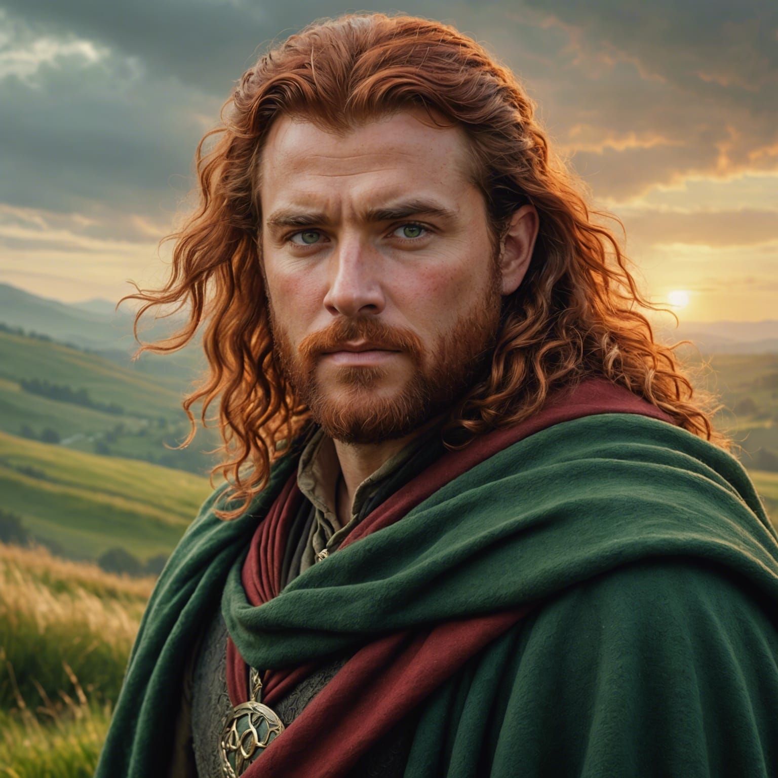 Heroic Man Portrait in Lord of the Rings Style