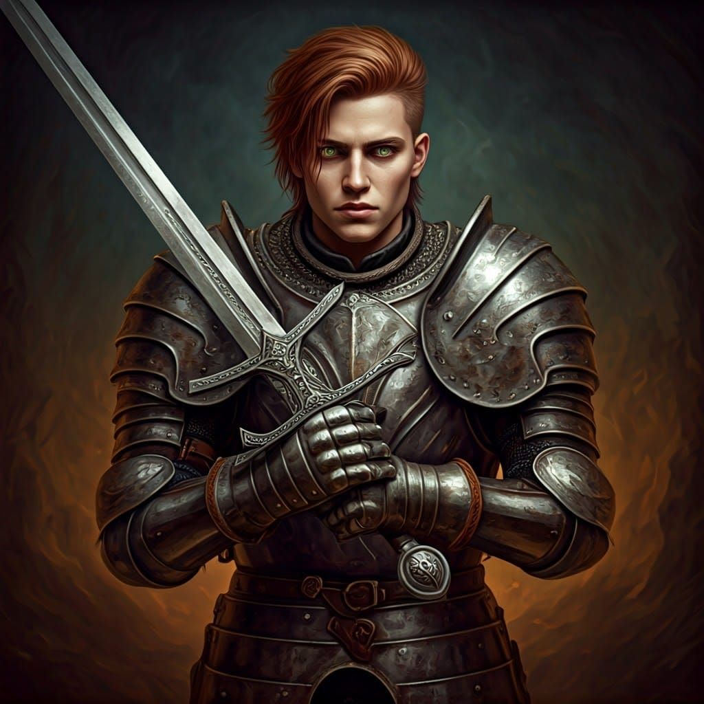 Androgynous Warrior in Silver Armor With Claymore