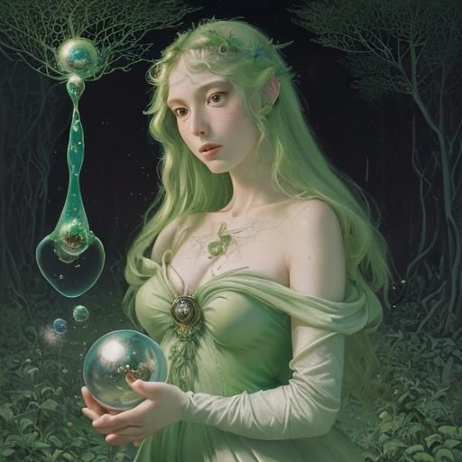 Woman with Cosmos Bubble: Hyperreal Surrealism