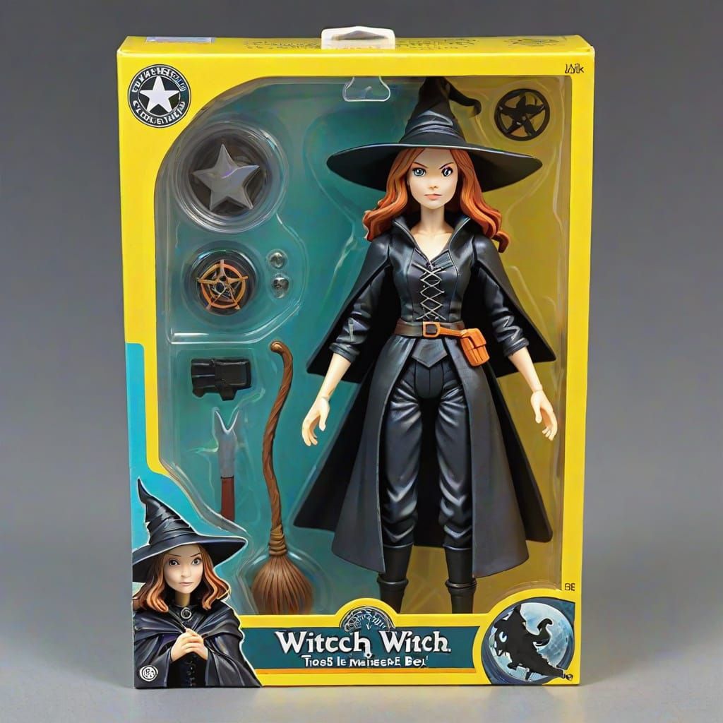 Witch Action Figure in Blister Box with Magical Gear