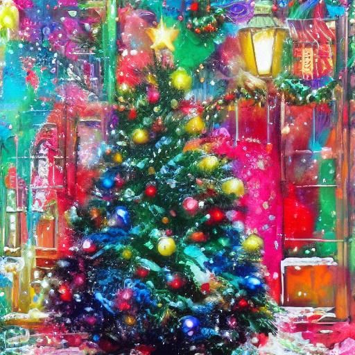 Dickens Style Christmas Card Graffiti Art