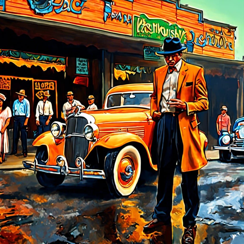 Pachuco in Orange Zoot Suit at Dance Hall