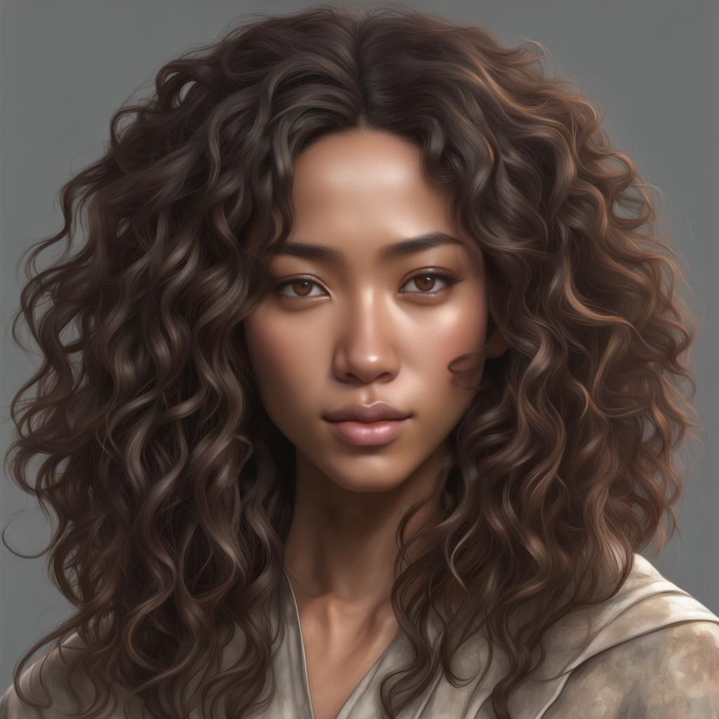 Hyperrealistic Portrait of an Afro-Asian Woman