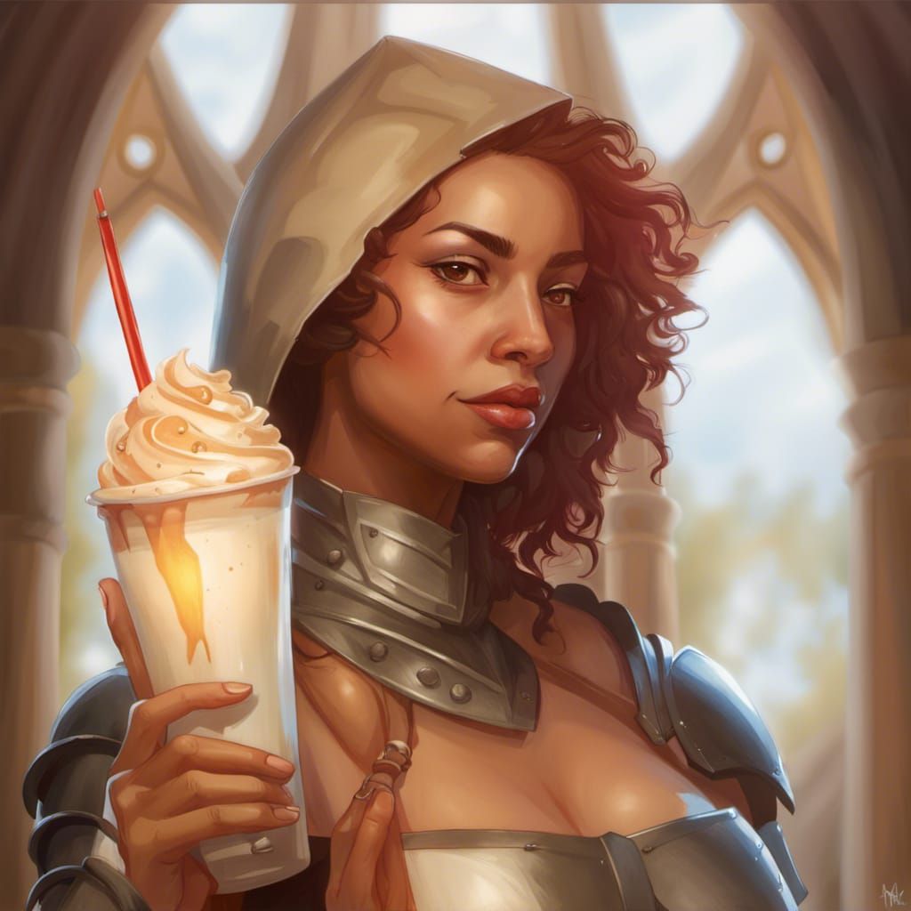 Medieval Knight with Milkshake, Digital Art
