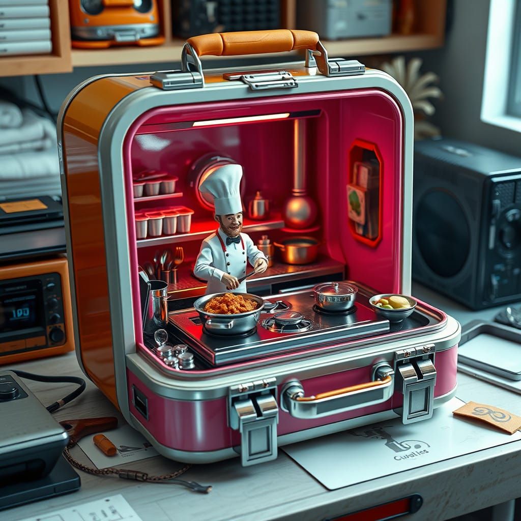 Surreal Futuristic Lunchbox Kitchen Scene in Unreal Engine 5...