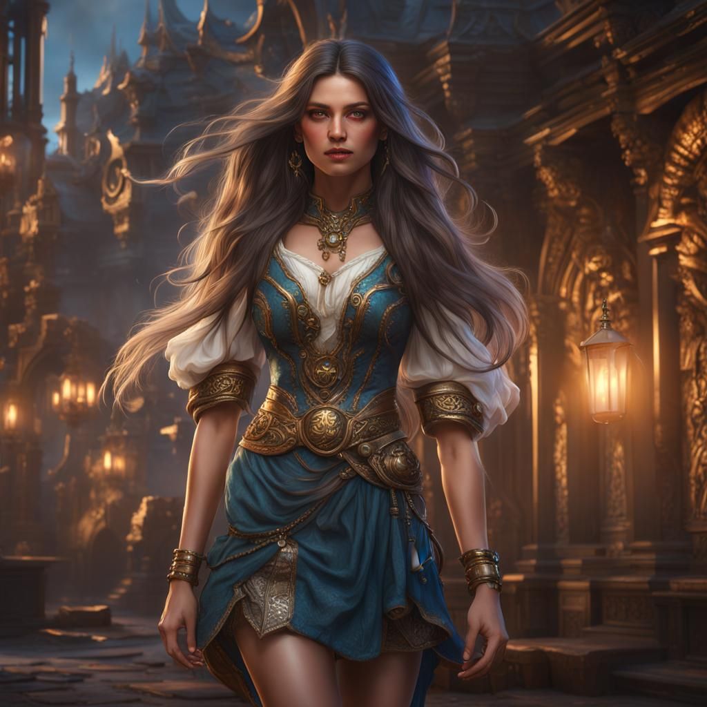 Fantasy Girl in Detailed Matte Painting Style