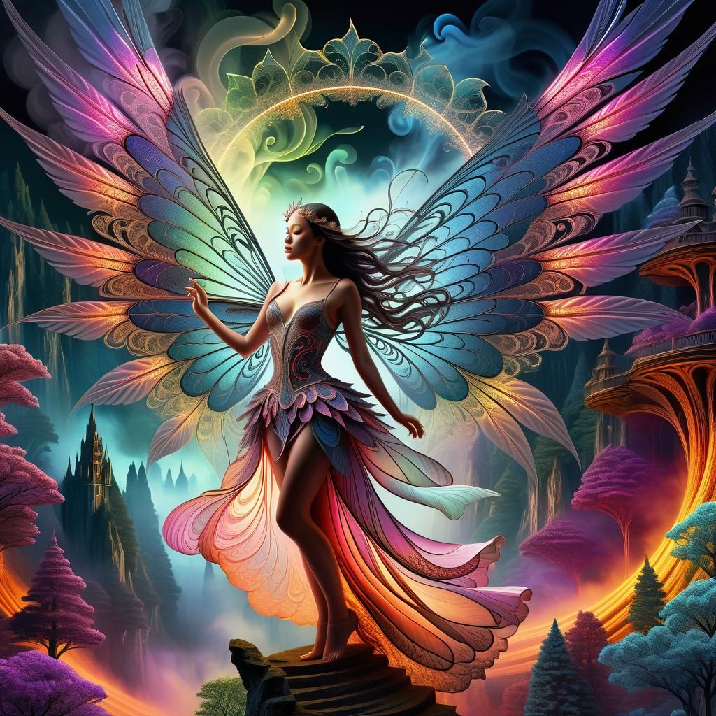 Winged Fairy in Stunning Fantasy Landscape