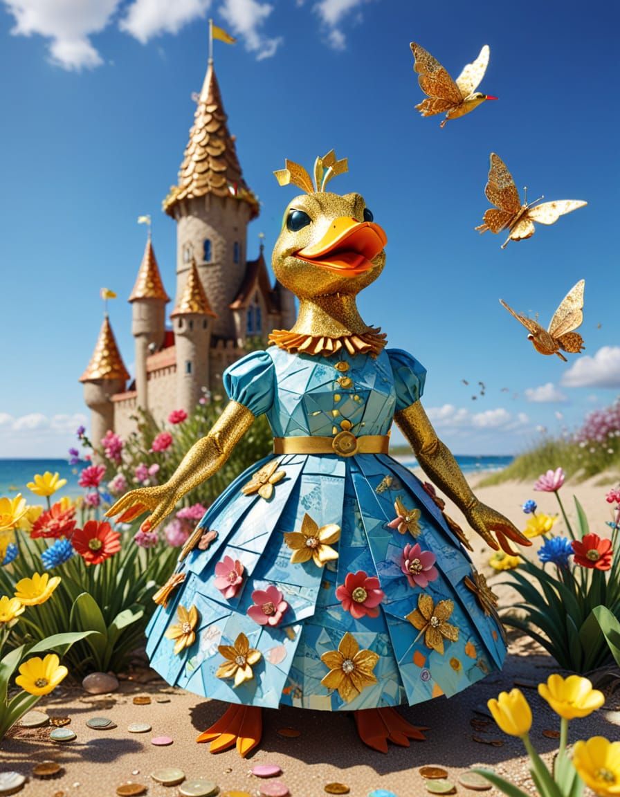 Money Art: Origami Frog in Sunny Meadow