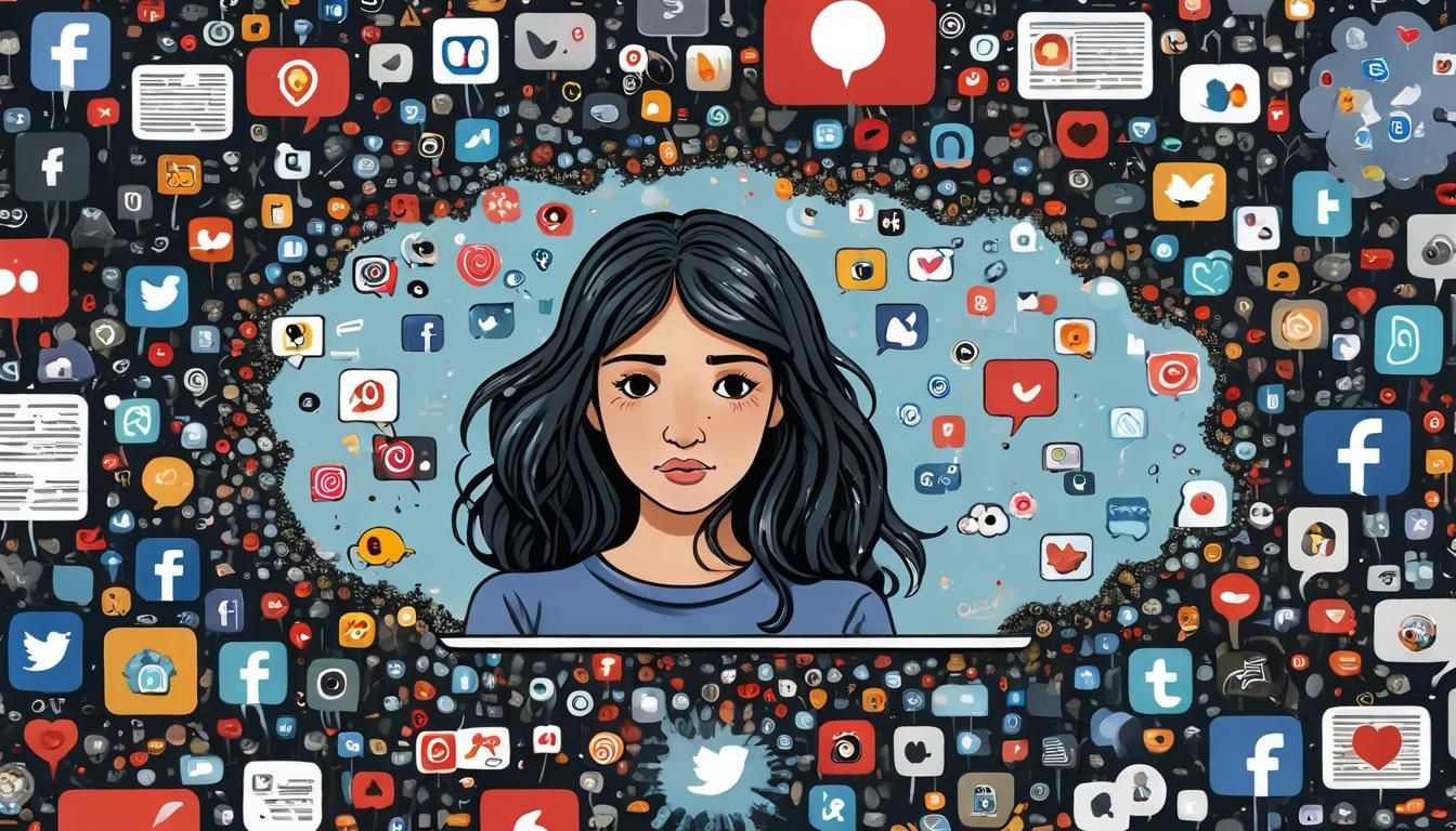 Social Media's Duality: Mental Health Illustration