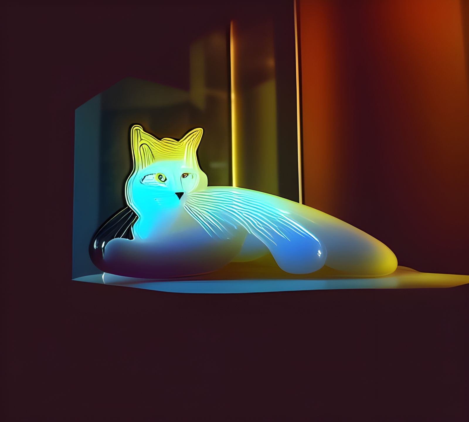 Photorealistic Crystalline Glass Cat Portrait