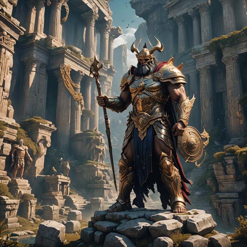 Titan in Greek Mythology: Detailed Matte Painting