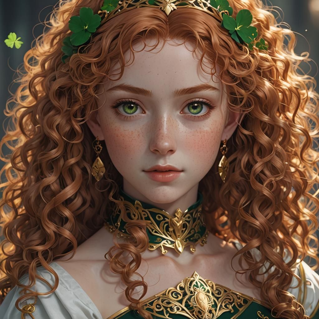 Irish Princess with Ginger Hair in 3D Anime Style