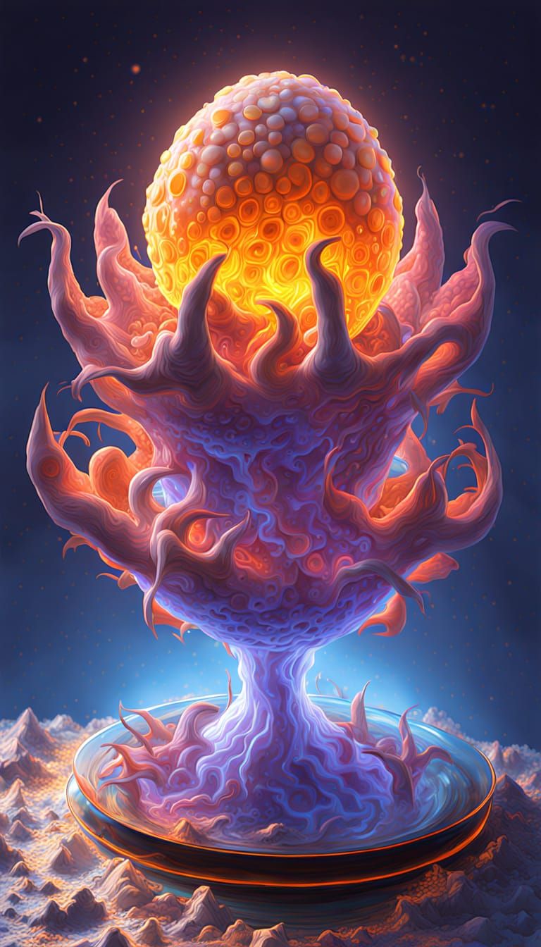 Silicon Life Form in Neon Fractal Bloom