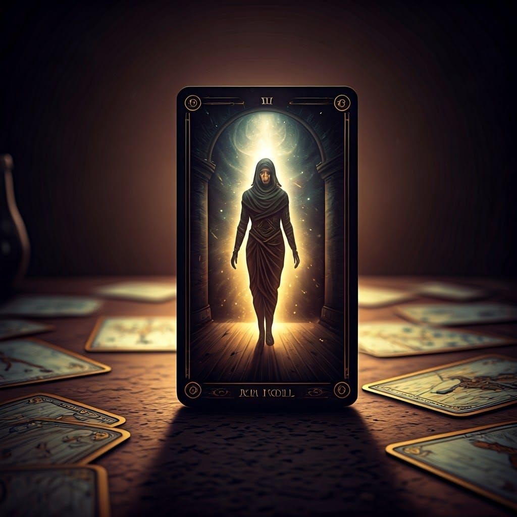 Mystical Tarot Card with Emerging Figure