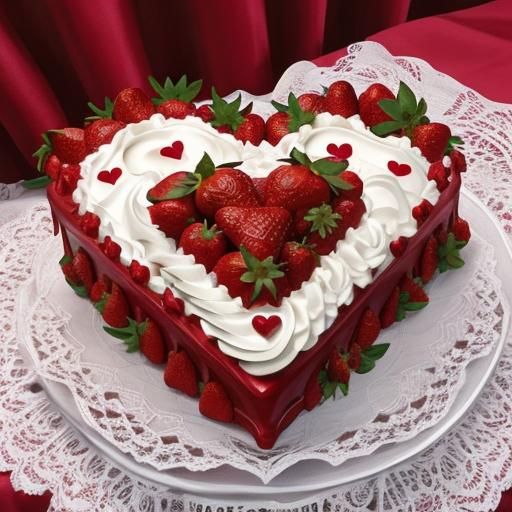 Heart-Shaped Strawberry Cake with Chocolate Hearts