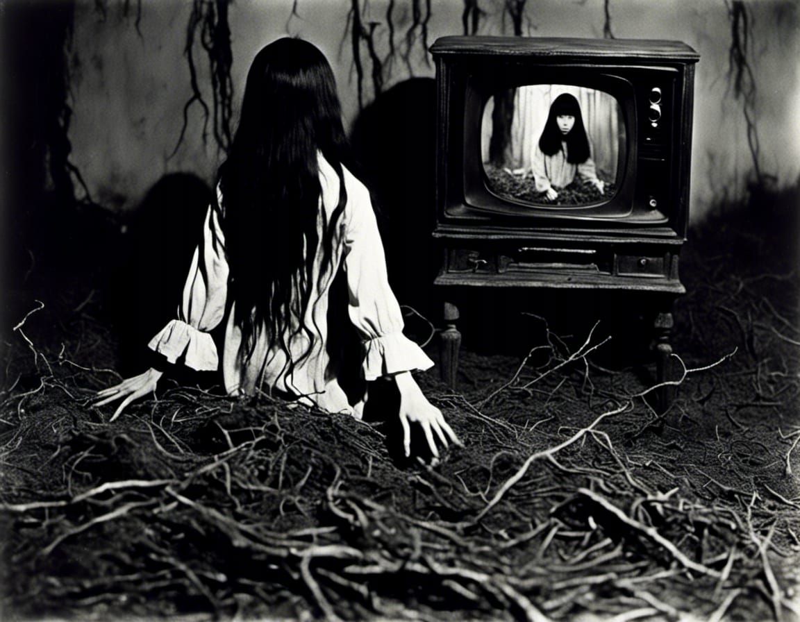 Sadako watching herself on video