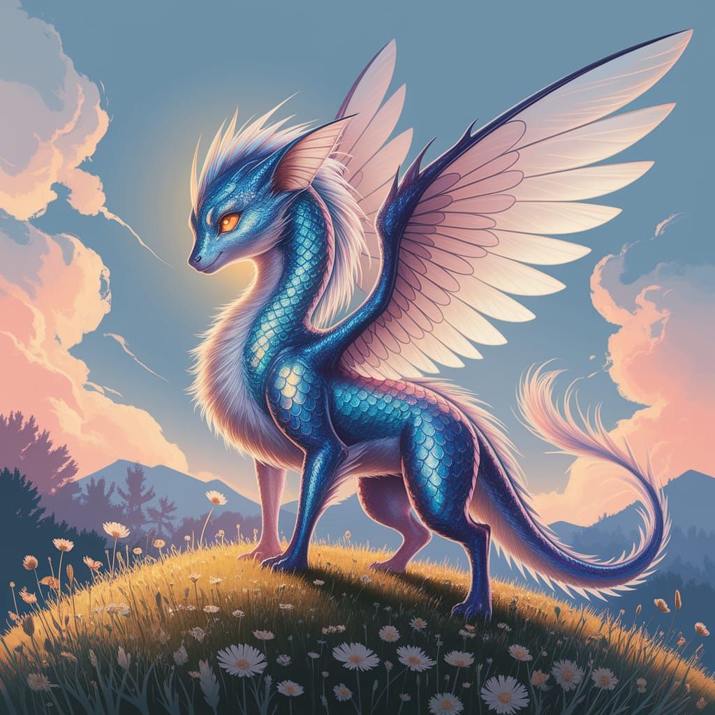 Vibrant Digital Art of a Majestic Iridescent Creature