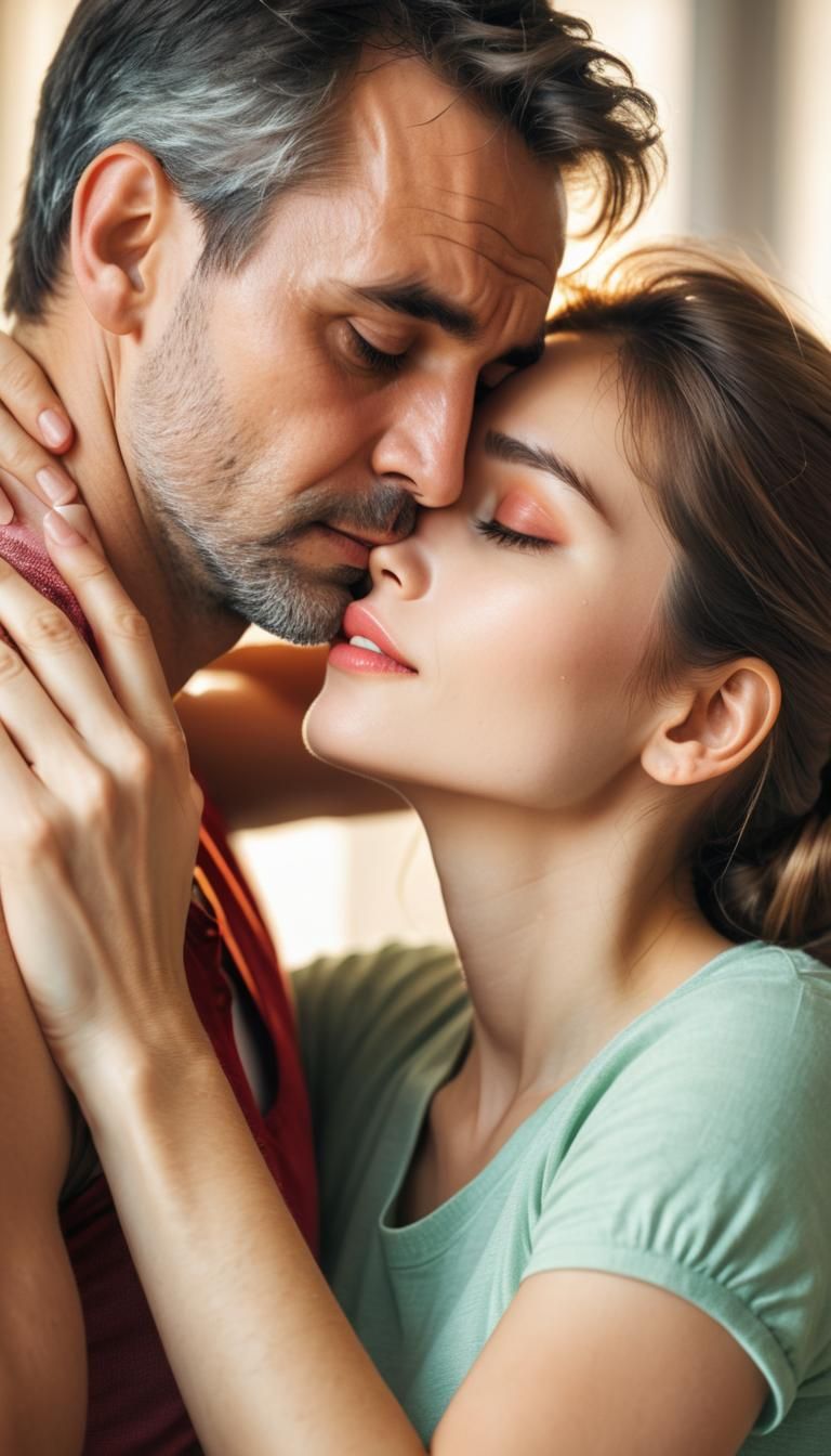 Romantic Embrace: A Tender Morning Kiss