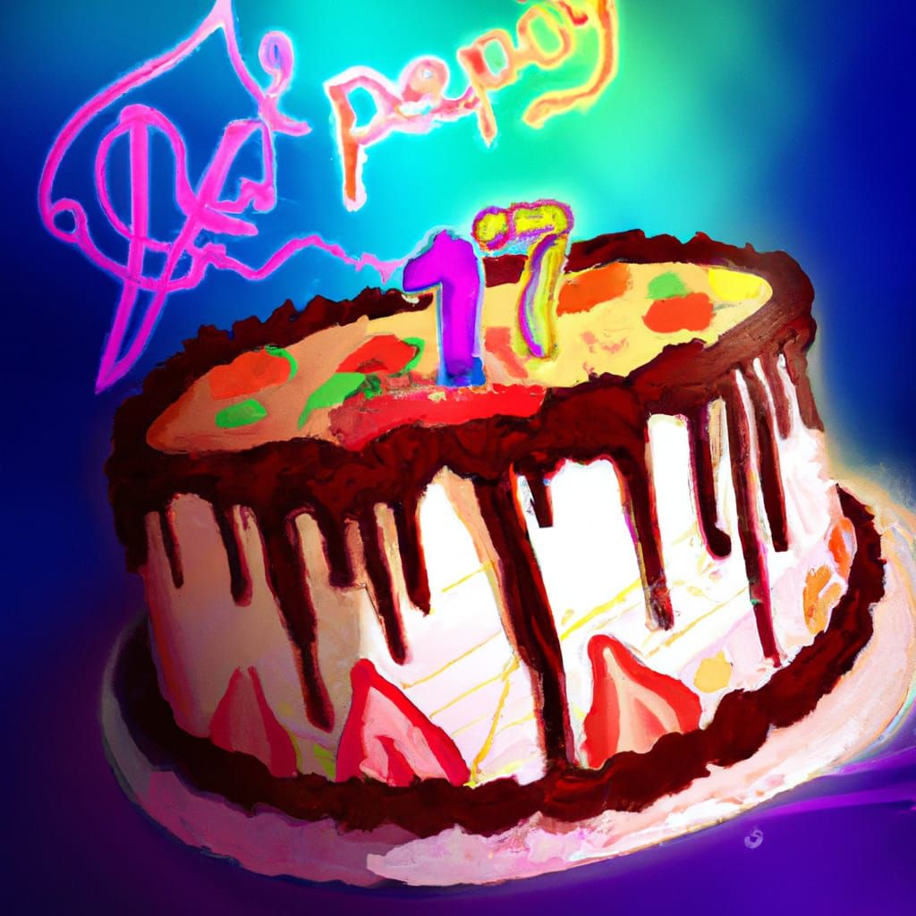 Anime Style Birthday Cake, Cel-Shaded Art