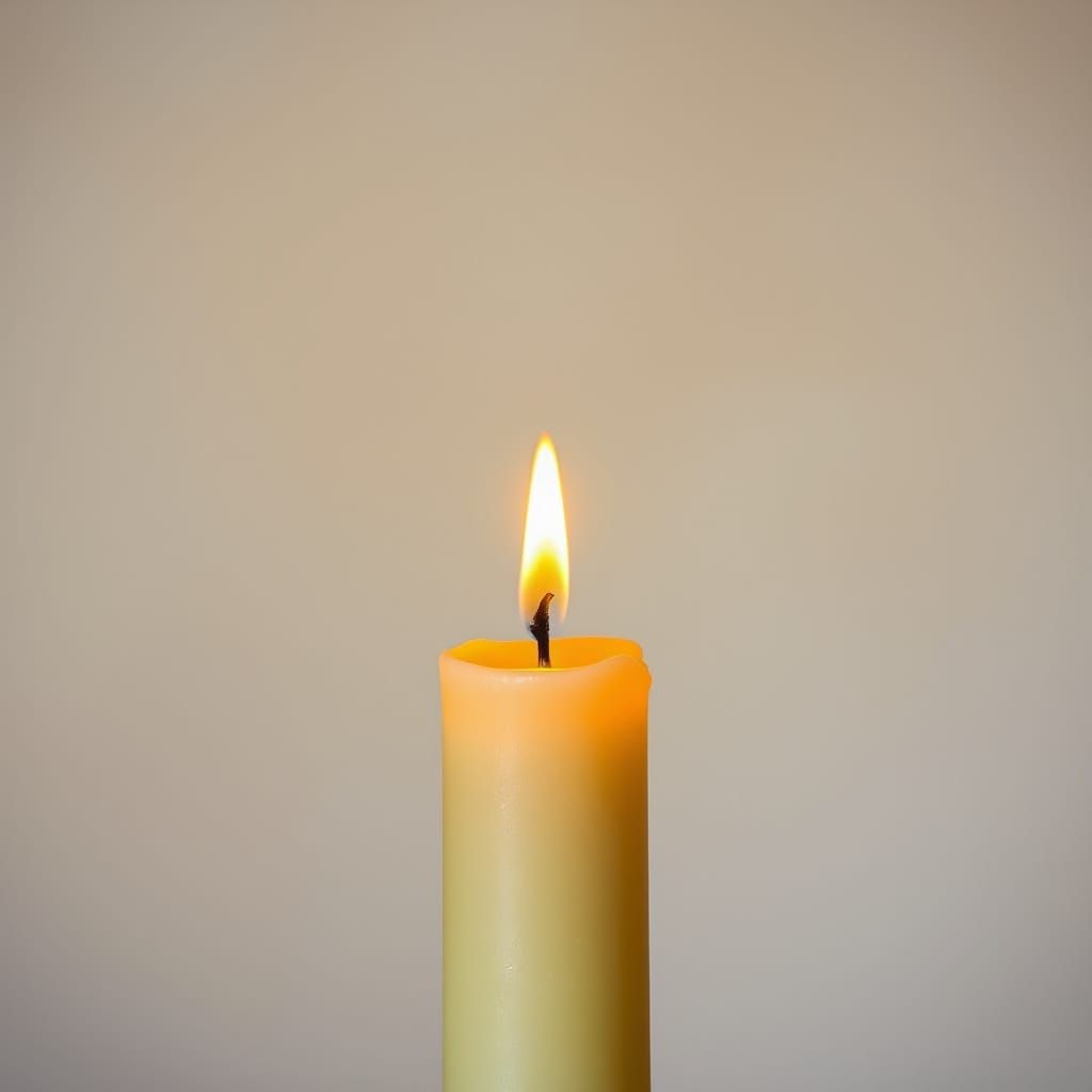 Warm, Golden Candle in Soft, Muted Colors