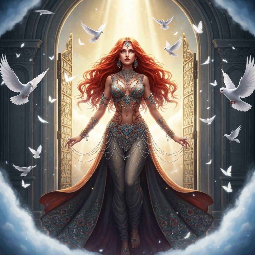 Punjabi Goddess at Heaven's Gates: Digital Art