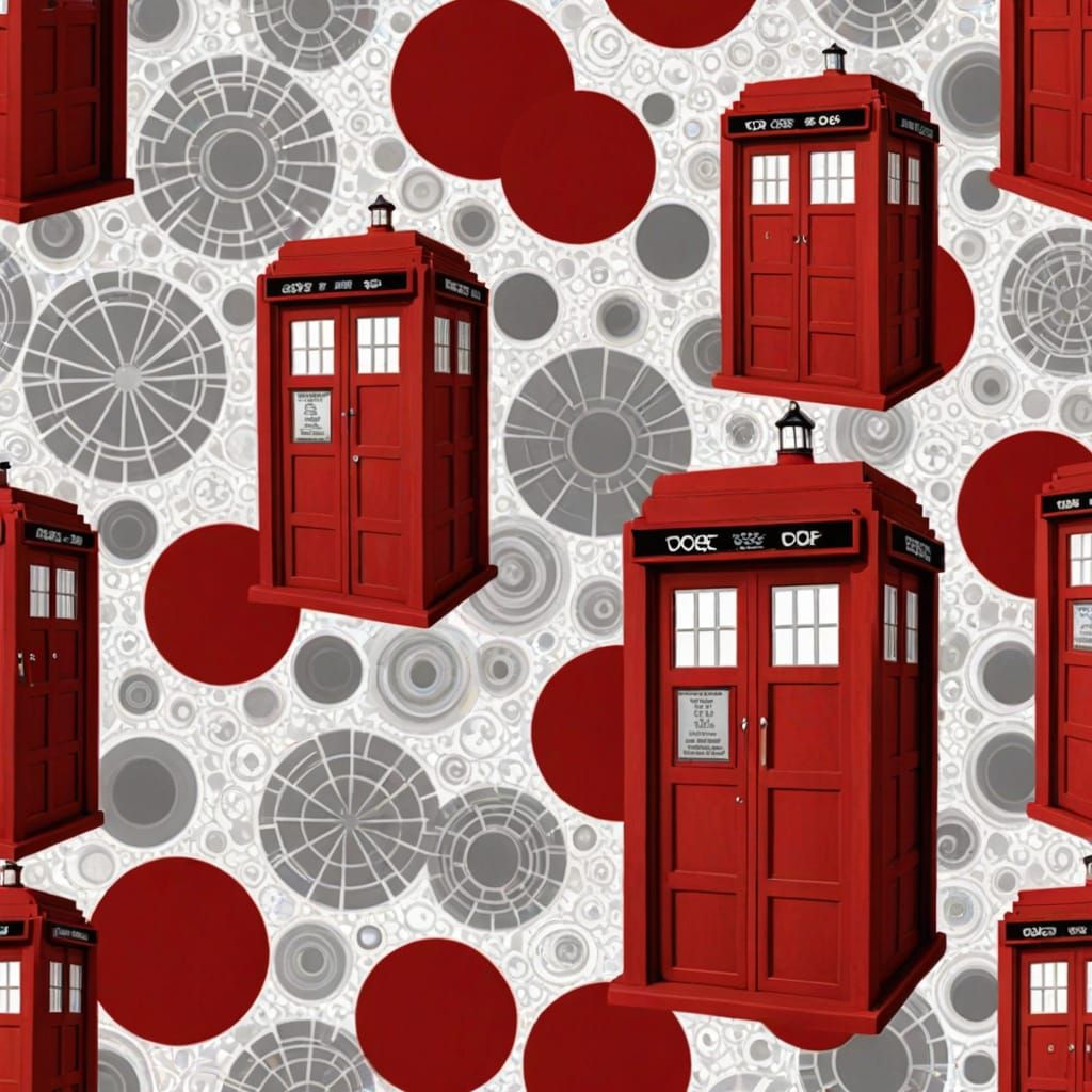 White Doctor Who Red TARDIS Minimalist Design
