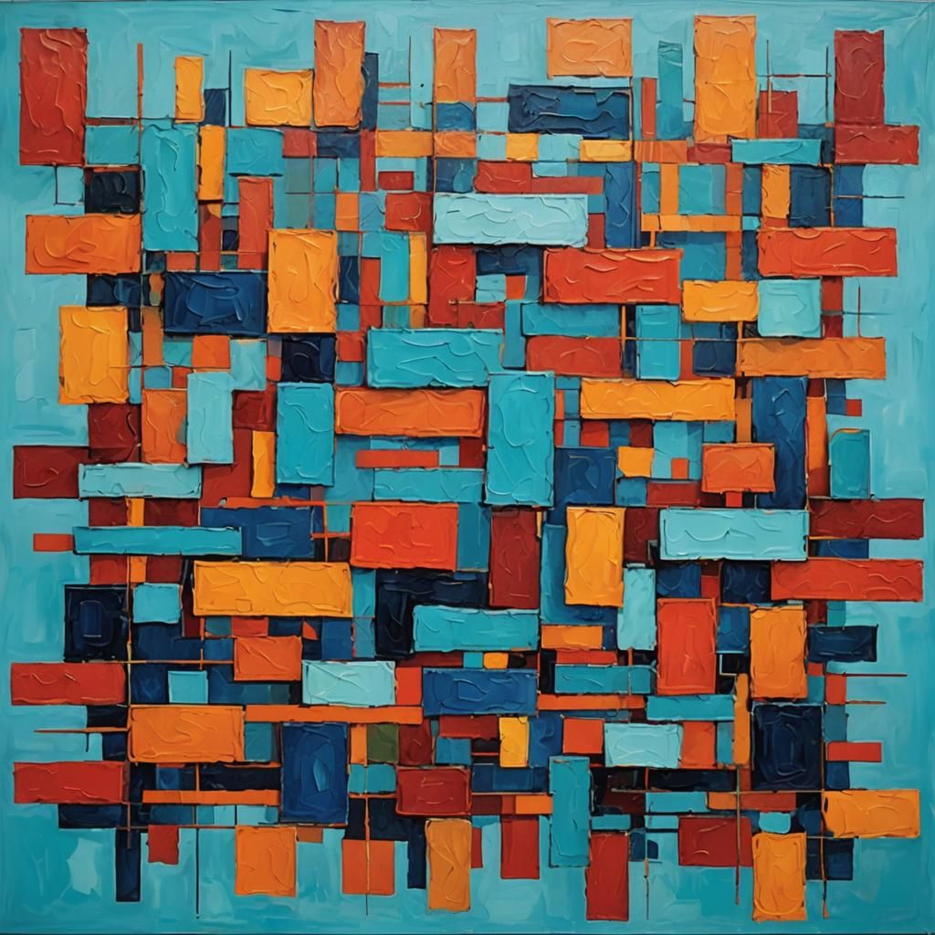 Abstract Geometric Painting in Vibrant Colors