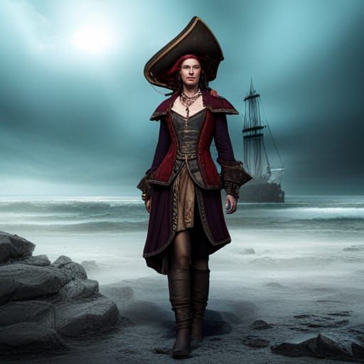 Epic Female Pirate Queen in Detailed Coat