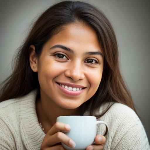 Colombian Woman Smiling Portrait in Coffee House