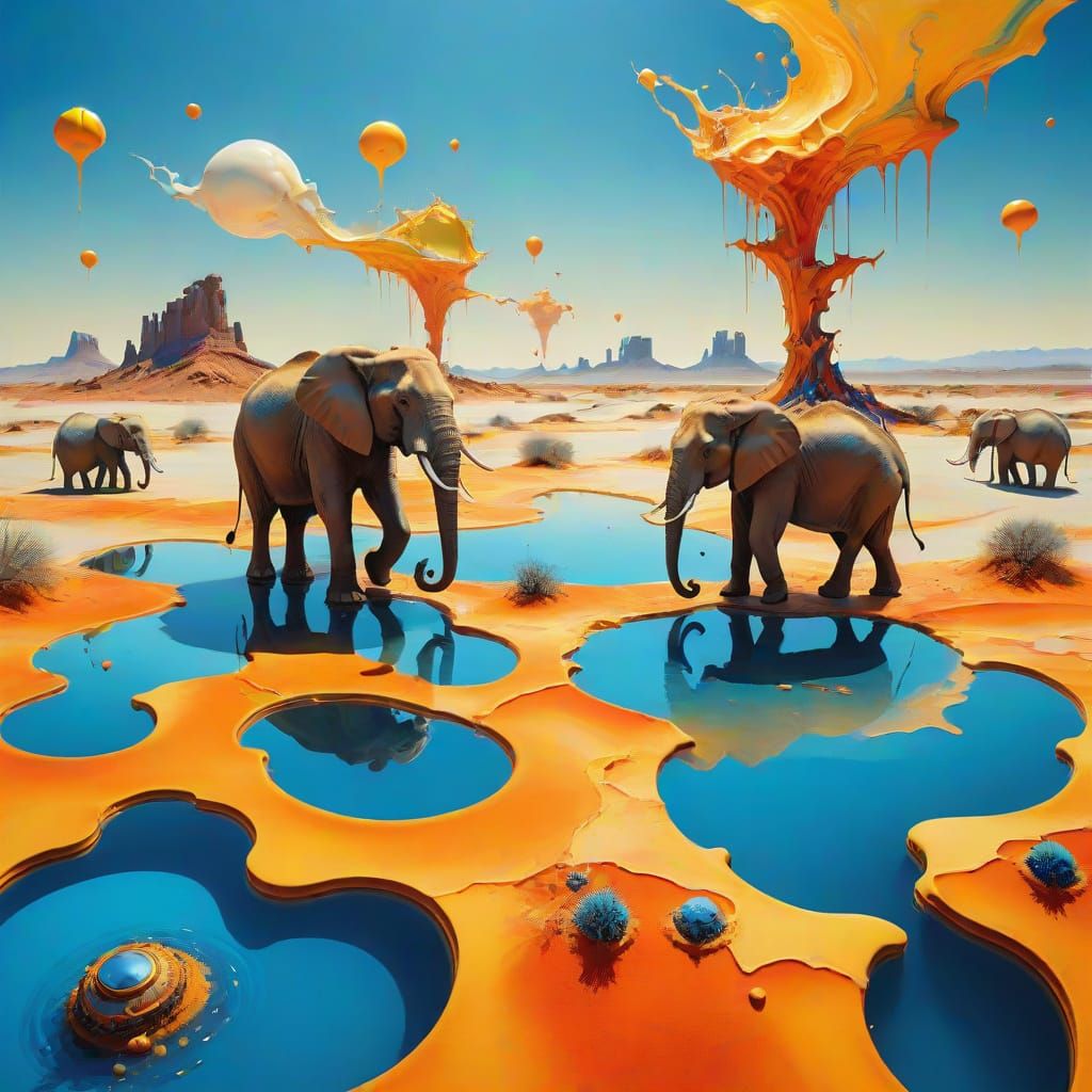 Dreamlike Desert Landscape in Oil on Canvas Style