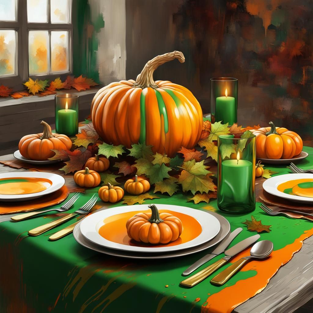 Thanksgiving Table in Graffiti Art Style