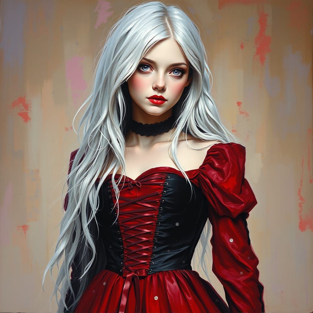 Young Woman in Gown: an Impasto Painting