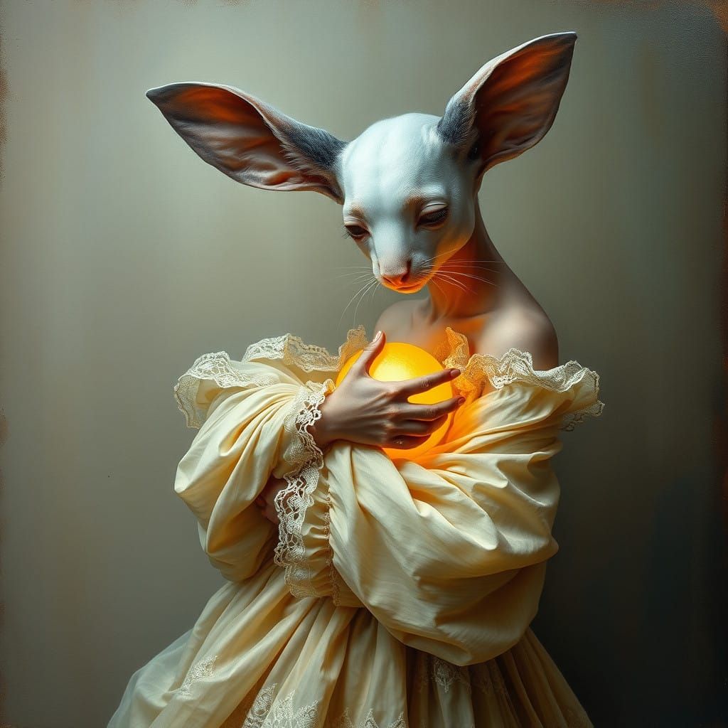 Surreal Lop-Eared Princess in Ethereal Dreamscapes
