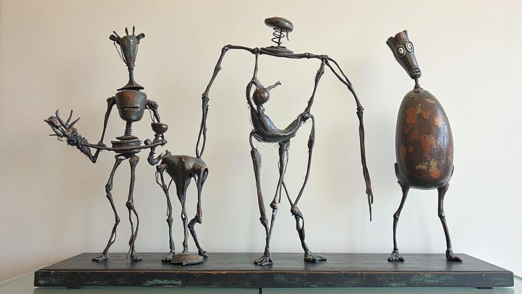 Elongated Bronze Sculpture in Giacometti Style