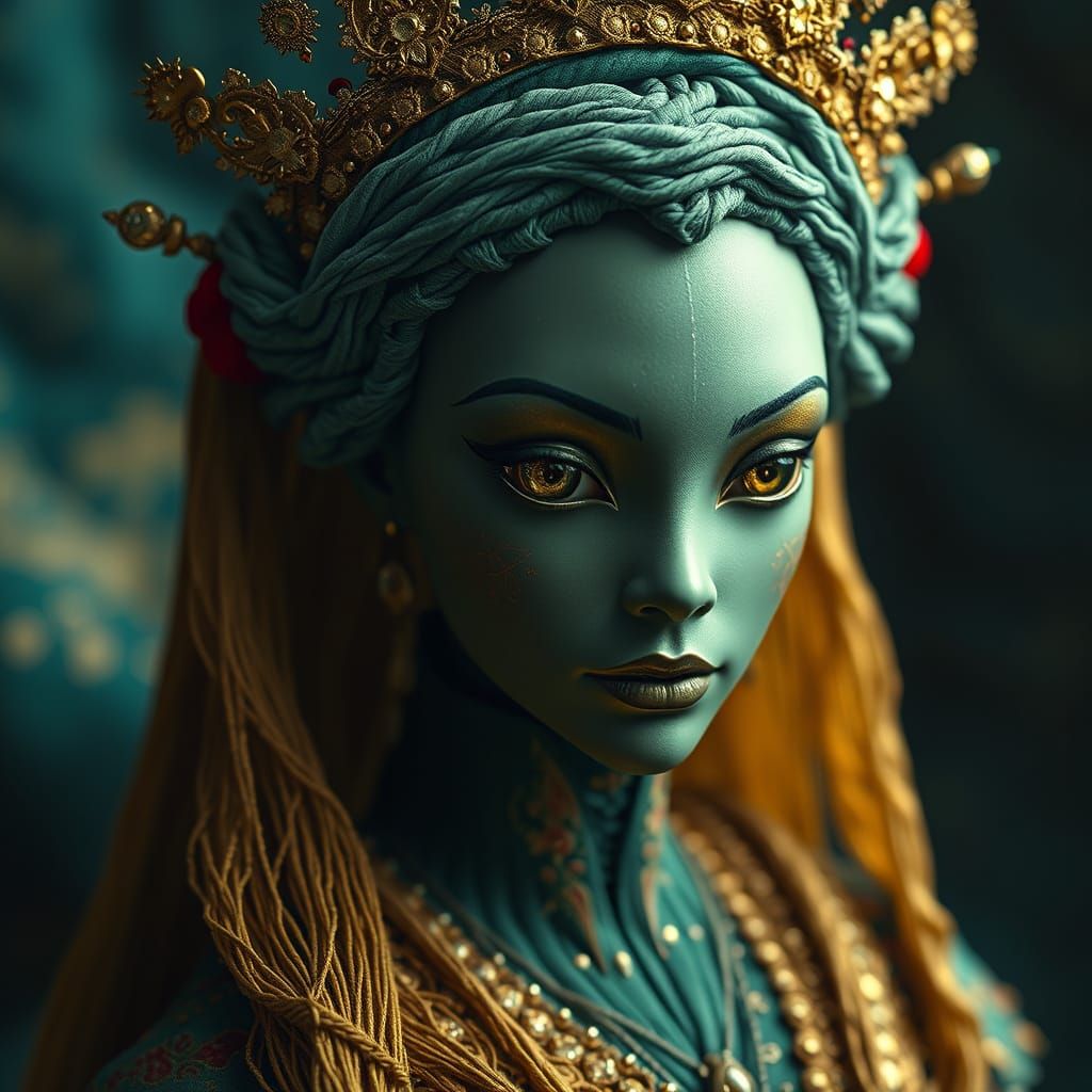 Majestic Cloth Queen with Polished Onyx Eyes