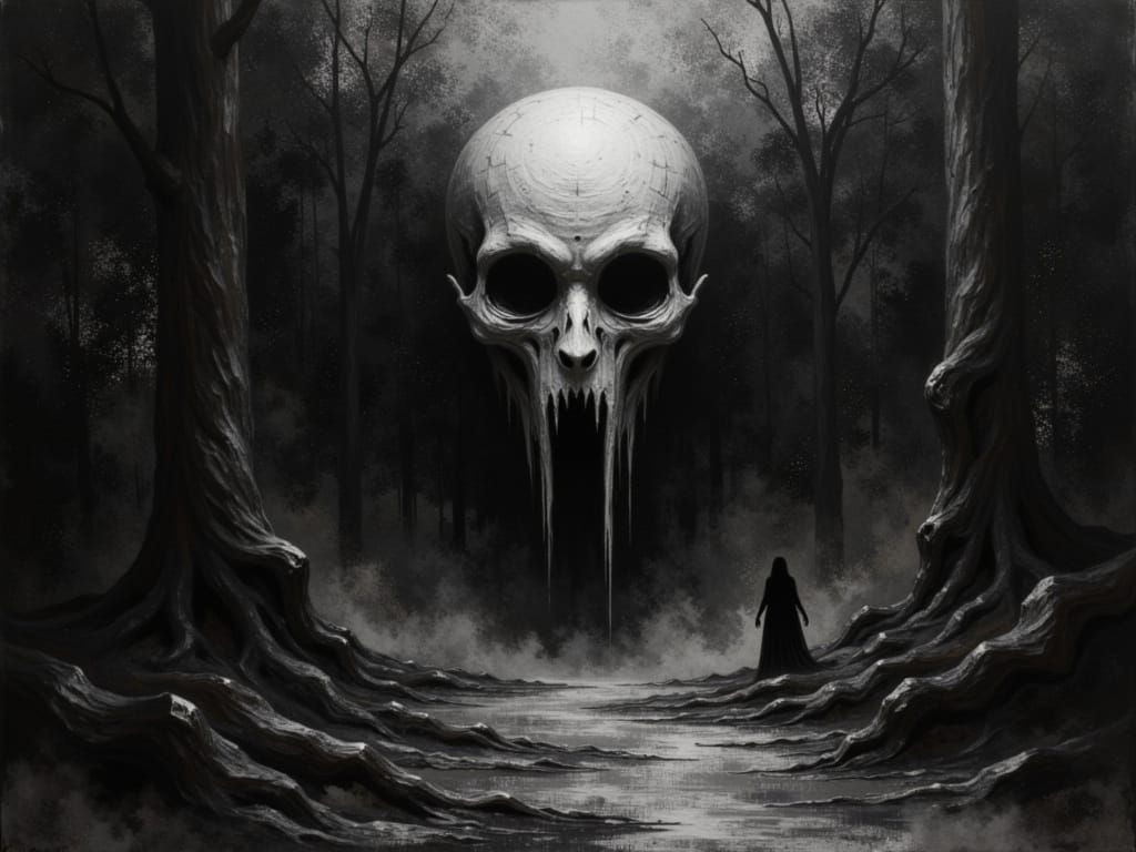 Sinister Liminal Horror Space in Diamond Painting Style