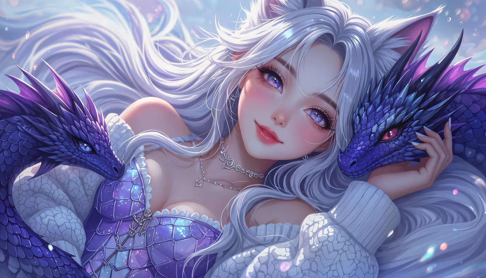 Kitsune with Dragons in Dreamy Glow