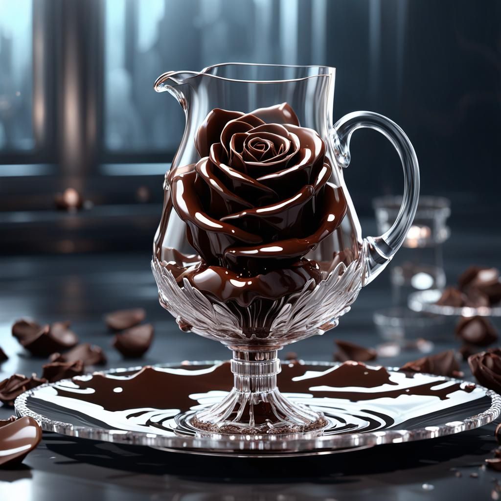 Chocolate Rose Cascade in Futuristic Style