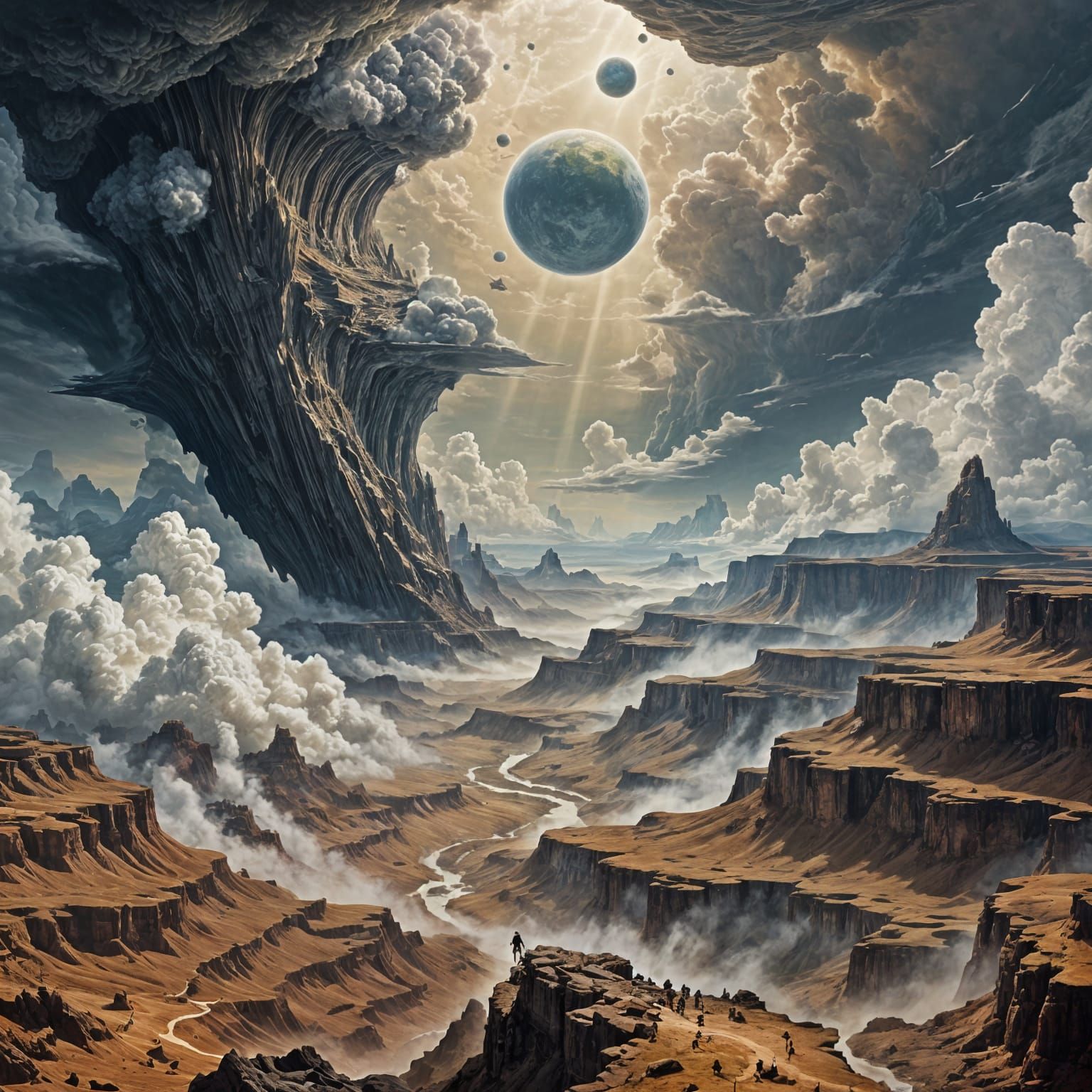 Interstellar Cityscape in a Cloudy Wasteland