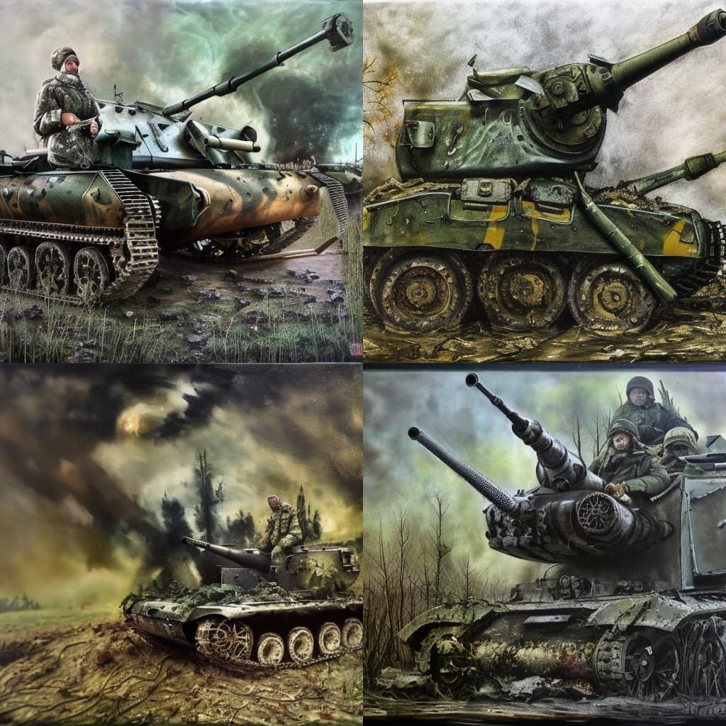 Ukraine War: Surreal Oil Painting in Cyberpunk Style