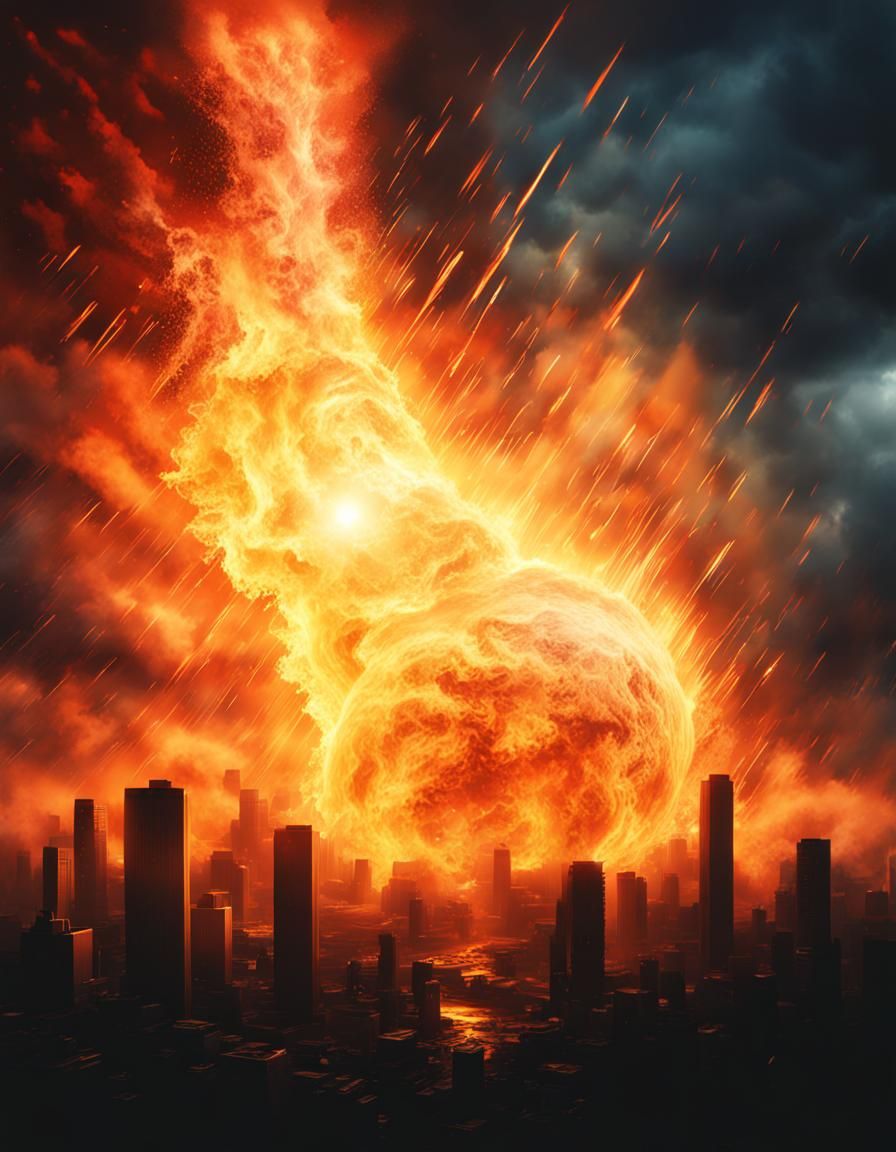 Hyperrealistic End of the World Raining Fire