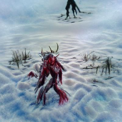 Bloody Wendigo in Snow Field
