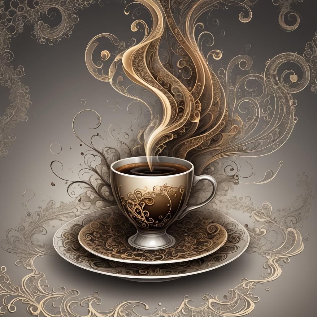 Coffee Cup Fairy in Abstract 3D Style