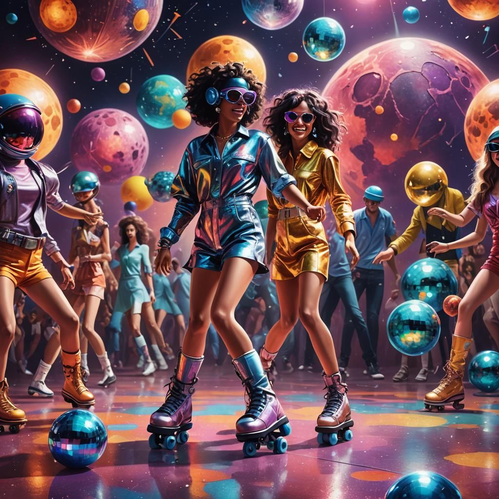 Monster Disco Roller Skating Party on the Moon