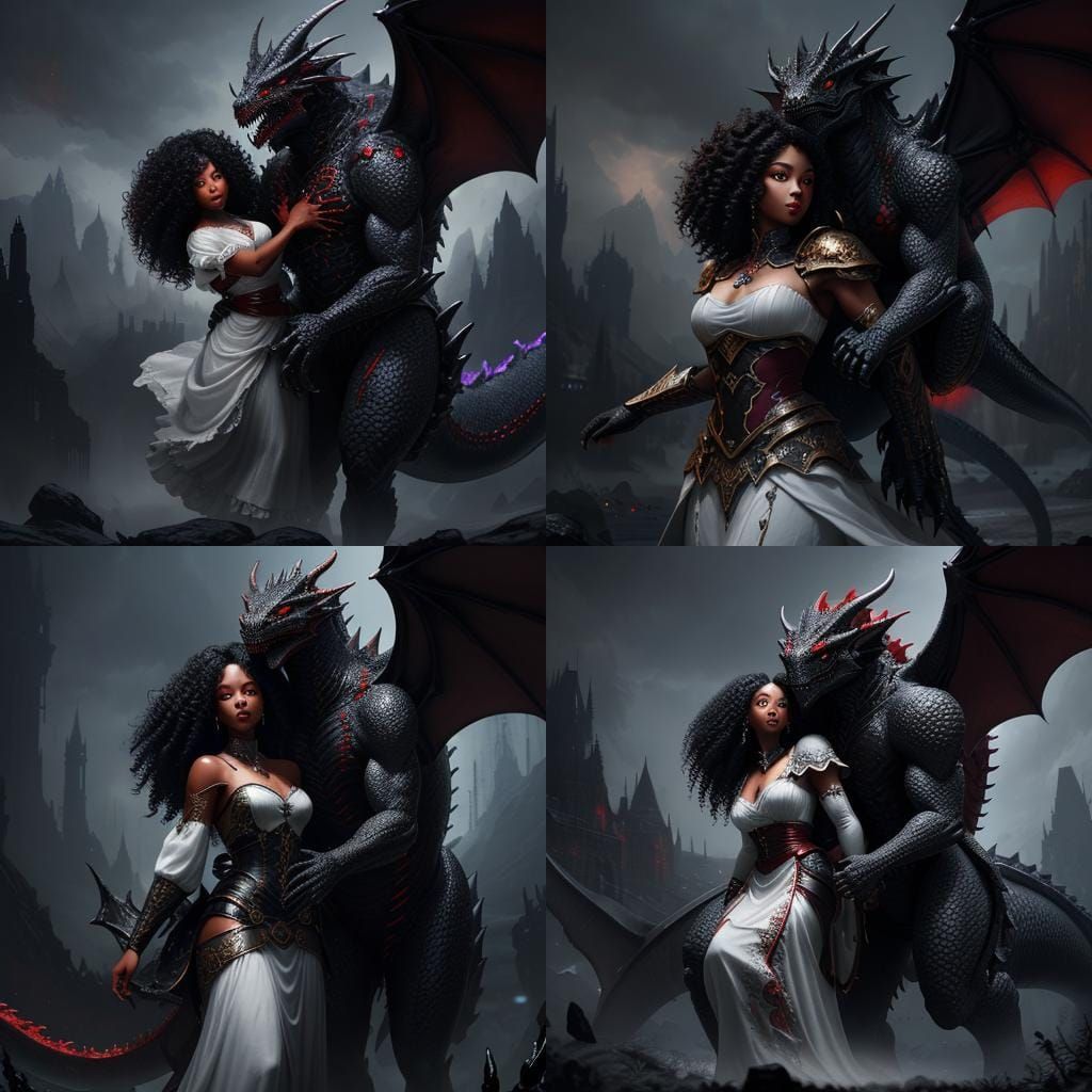 Dragon Carries Woman: Fantasy Concept Art