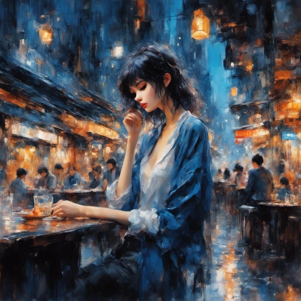 Striking Woman Portrait with Beauty Strokes and Oil Paint