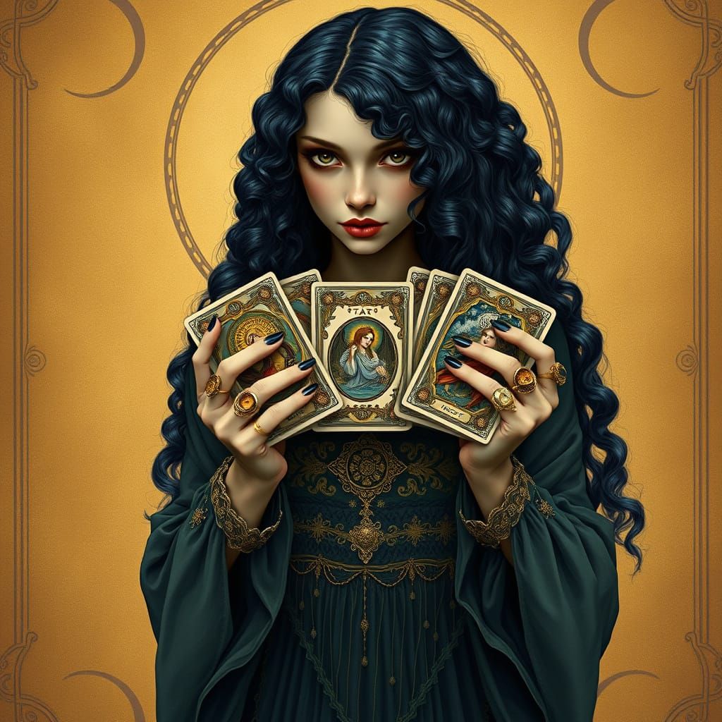 Mystical Tarot Card Reader in Victorian Style