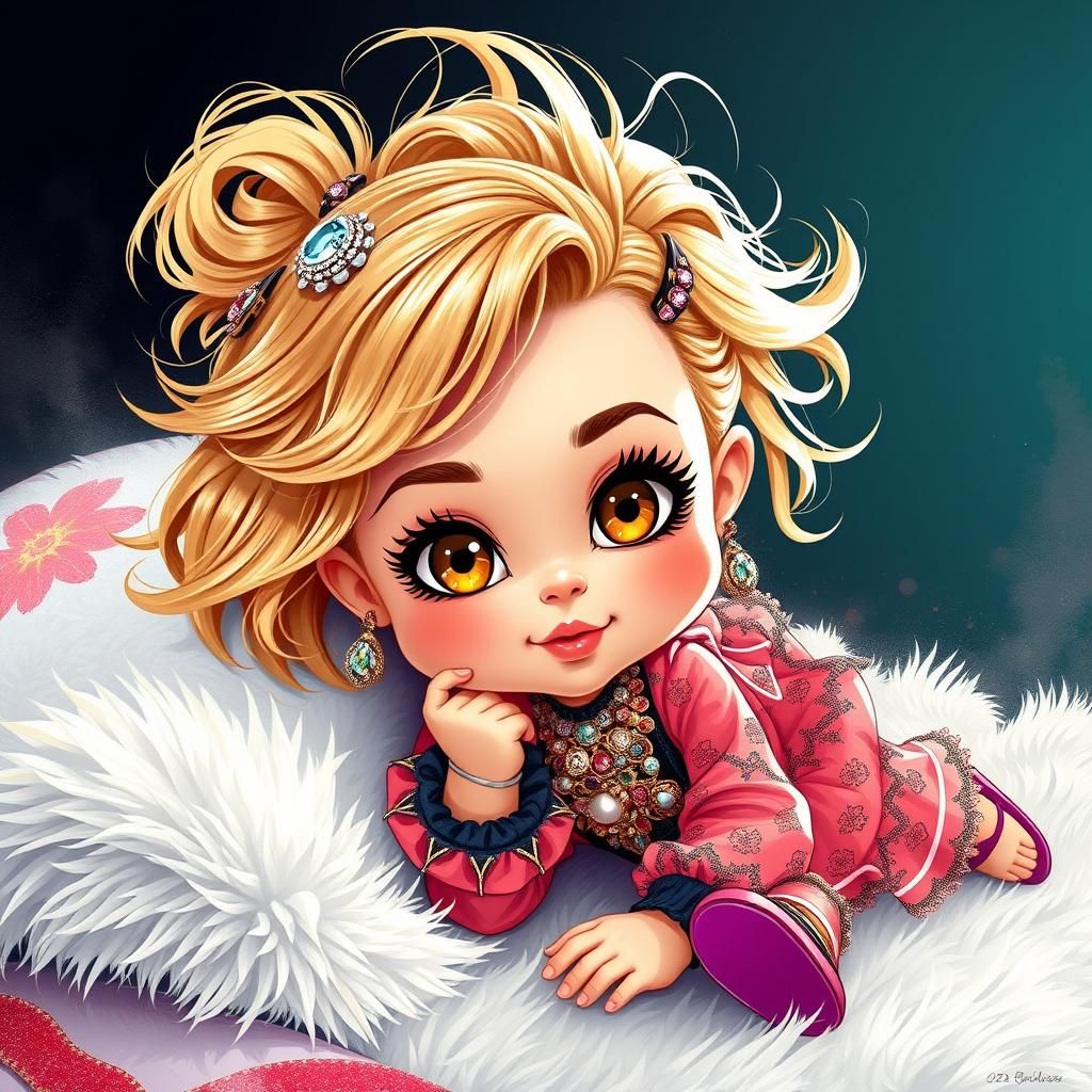 Glamorous Toddler Doll in Whimsical Fashion Attire