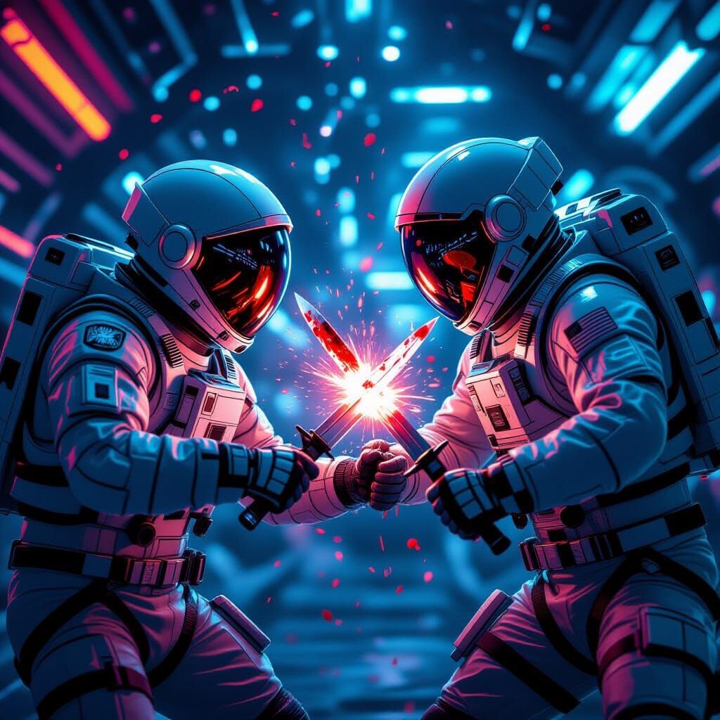 Astronauts Fight in Zero Gravity: Bloody Sci-Fi Action