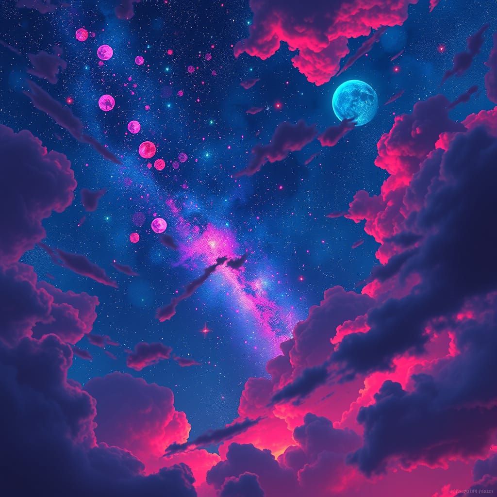 Cyberpunk Horror Sky in Vibrant, Electric Hues